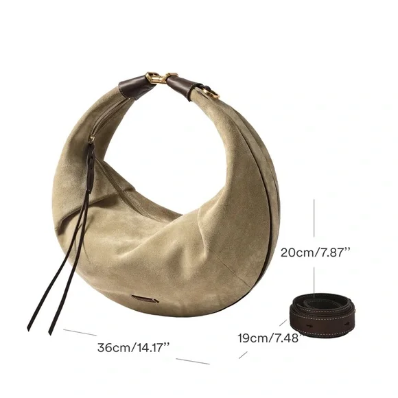 Songmont Large Luna Hobo Bag Dune Suede - Picture 11 of 12